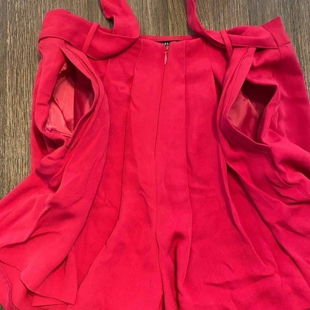 Zara Pleated Shorts with Front Tie. Hot Pink  Medium. - Picture 5 of 6